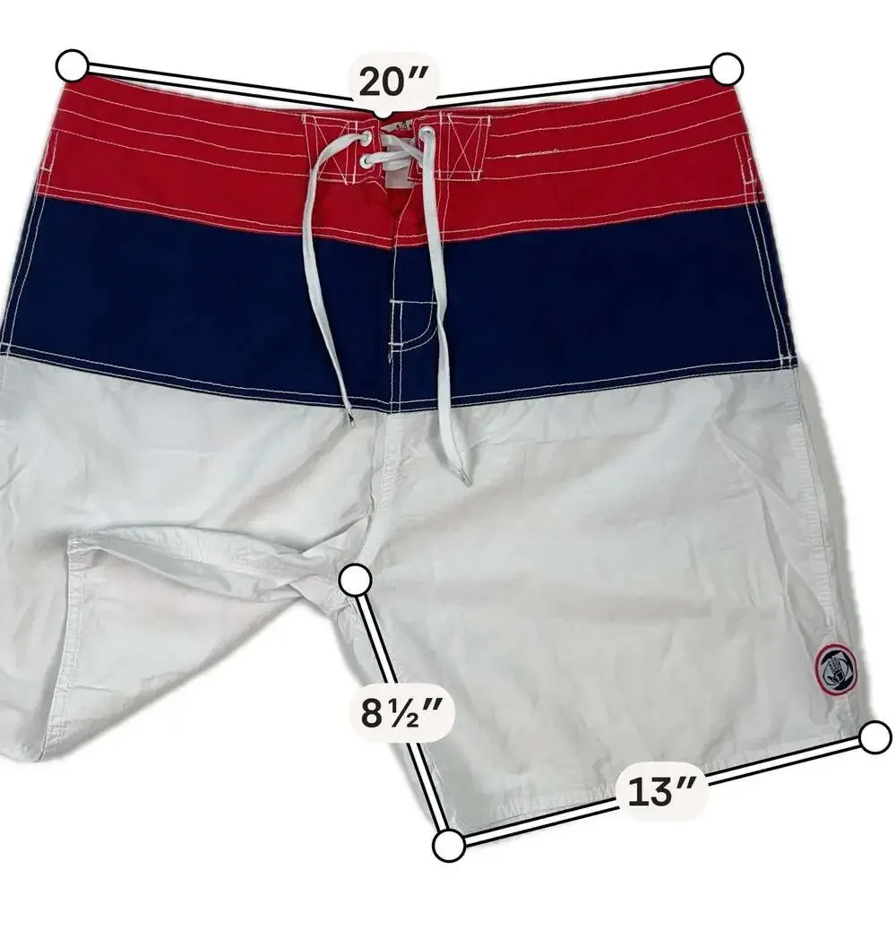 Body Glove Men's Size 40 Red Navy White Colorblock Vintage Board Shorts Swim Tru